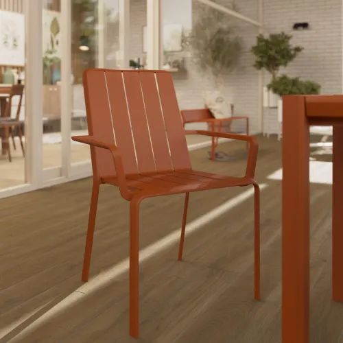 Silla Idaho naranja con apoyabrazos - Muebles para el exterior, Uruguay | Naterial Uruguay