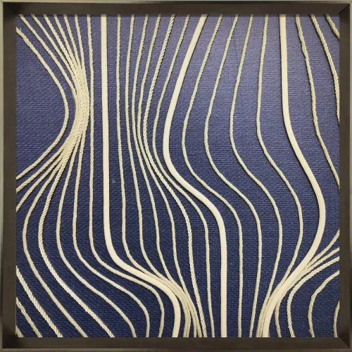 CUADRO EN TELA ABSTRACTO FONDO AZUL MARCO MADERA en Azul - Decoración de pared, Uruguay | Champagne Home