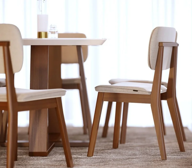 Silla de Comedor Classic - Línea Manhattan - - Tela Bouclé/Natural en Beige - Sillas, Uruguay | Rústico Hogar, vista 3