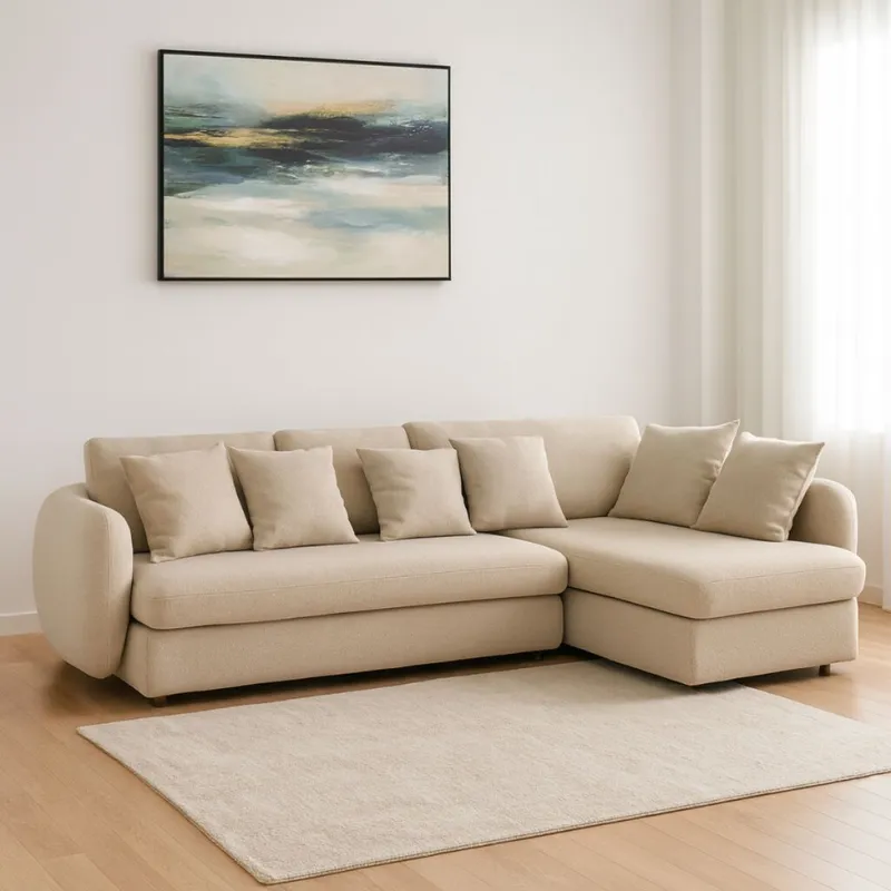 SOFÁ CON CHAISE CONCEPT CHAISE BEIGE 3 CUERPOS en Beige - Sillones y sofás, Uruguay | Viasono