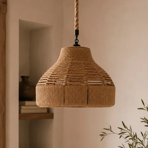 Lámpara colgante en cuerda sisal Juana en Marrón - Lámparas colgantes, Uruguay | Alta Gracia Deco