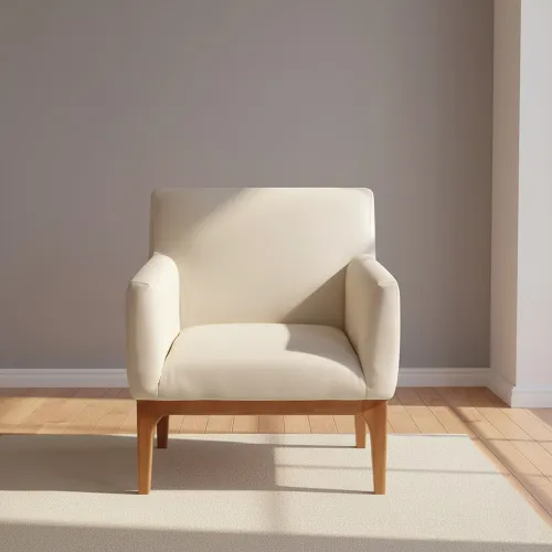 Butaca Cuero-y-madera Natural-beige Tucson Arena en Beige - Sillones y sofás, Uruguay | Divino