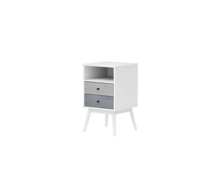 Mesa De Luz 2 Cajones - Nórdica Linea Denver en Blanco - Mesas de luz, Uruguay | Rústico Hogar