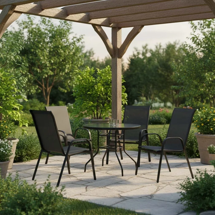 Set De Jardin Acero-y-textilina Negro Minori en Negro - Muebles para el exterior, Uruguay | Divino