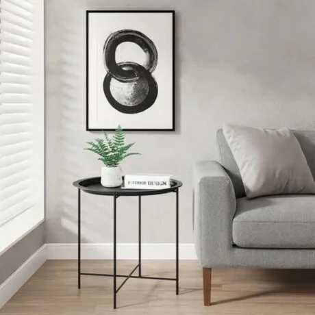 Mesa Lateral con Bandeja Metálica en Negro - Mesas de living, Uruguay | La Cueva Muebles, vista 5