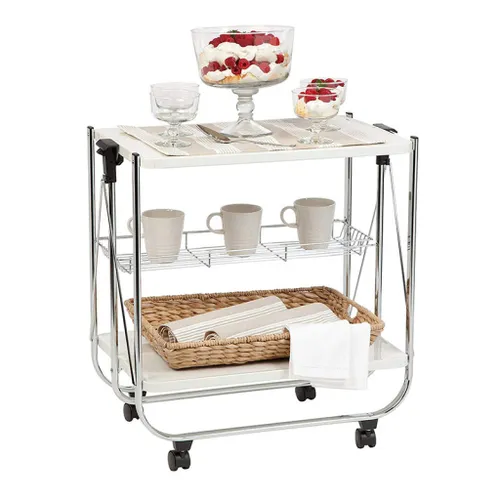 CARRITO PLEGABLE 3NIVELES 40x63x70CM BLANCO Y METAL en Multicolor - Mesas de comedor, Uruguay | Decohogar