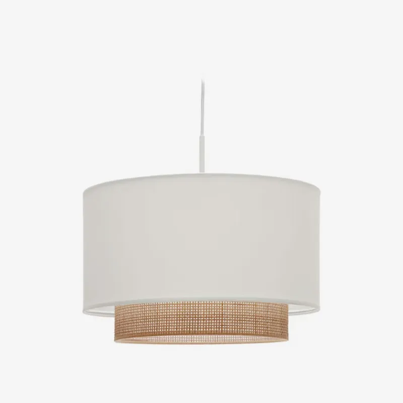 Pantalla para lámpara de techo Erna de bambú con acabado natural y blanco - Ø 60 cm en Blanco - Lámparas colgantes, Uruguay | Kavehome