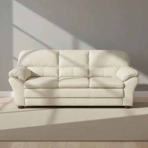 Sillón 3 Cuerpos Cuero Natural-beige Florencia Crudo en Blanco - Sillones y sofás, Uruguay | Divino