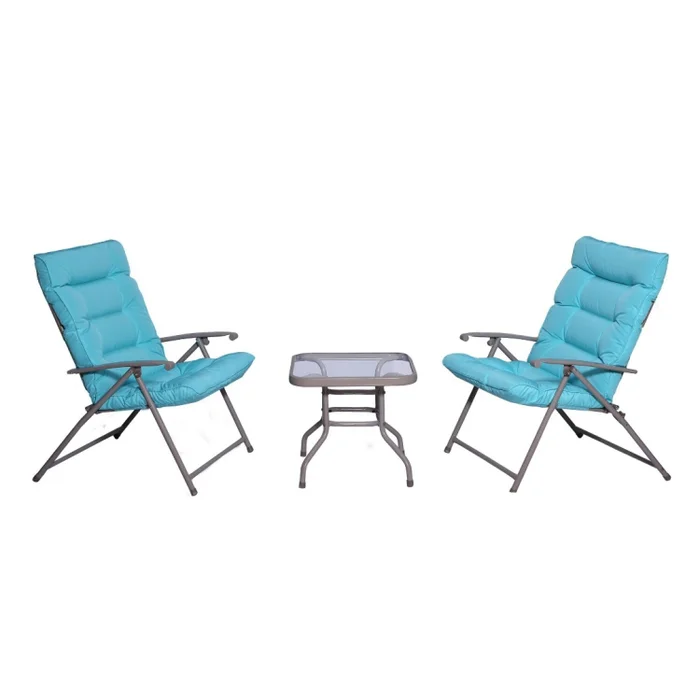 JUEGO DE PATIO SAO PAULO PLEGABLE 3P AQUA en Celeste - Muebles para el exterior, Uruguay | Alfa Ventas