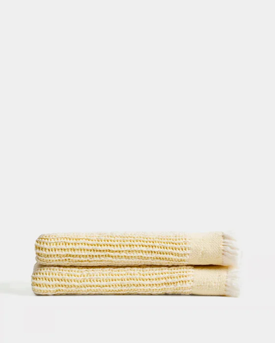 Manta Lideba de algodón rayas - rayas amarillo 100 x 170 cm en Amarillo - Textiles, Uruguay | Kavehome