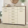 Comoda Cajonera de 8 cajones 2 puertas 1 perchero y 2 estantes internos para Dormitorio o Living - FE - Rustico / Champan en Beige - Cómodas, Uruguay | Mulata, vista 2 de 5