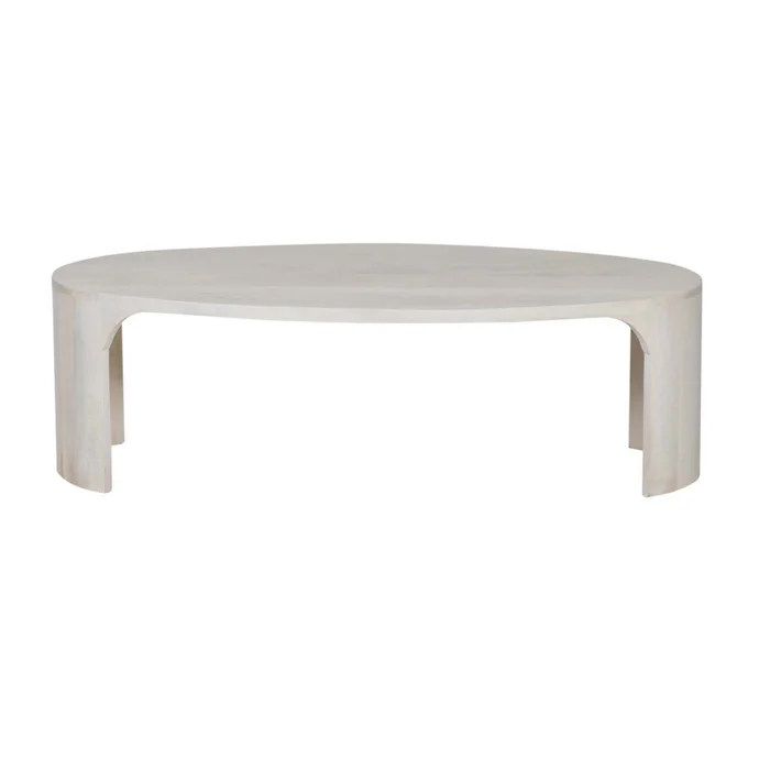 Mesa Ratona Madera Blanco Oval en Blanco - Mesas de living, Uruguay | Divino, vista 2
