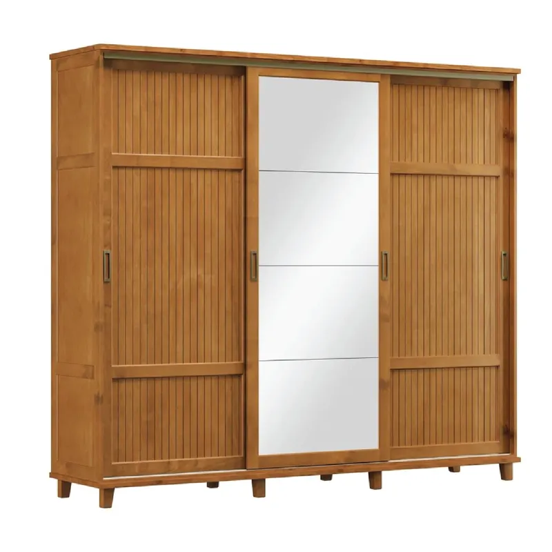 Ropero Placard 3 Puertas Corredizas Con Espejo 100% Madera - Roperos y placares, Uruguay | Muebles Express