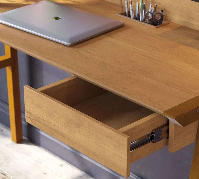 Escritorio Job - Cajón y Estante - Línea Manhattan - Natural en Madera natural - Escritorios y sillas de escritorio, Uruguay | Rústico Hogar, vista 3