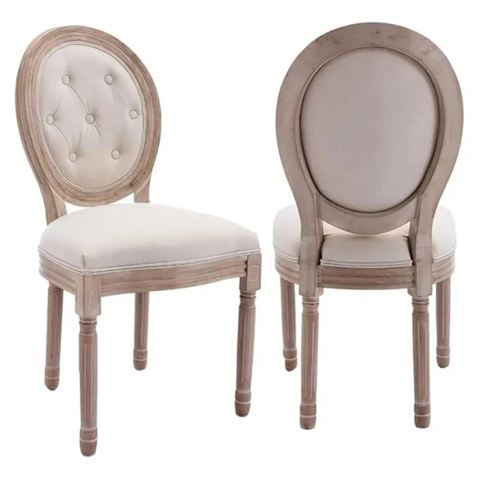 Silla Tapizada Estilo Luis Xv Con Botones en Beige - Sillas, Uruguay | La Cueva Muebles, vista 2