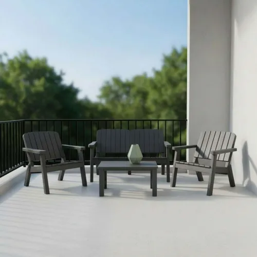 Set De Living Exterior Polipropileno Gris Malaga en Gris - Muebles para el exterior, Uruguay | Divino
