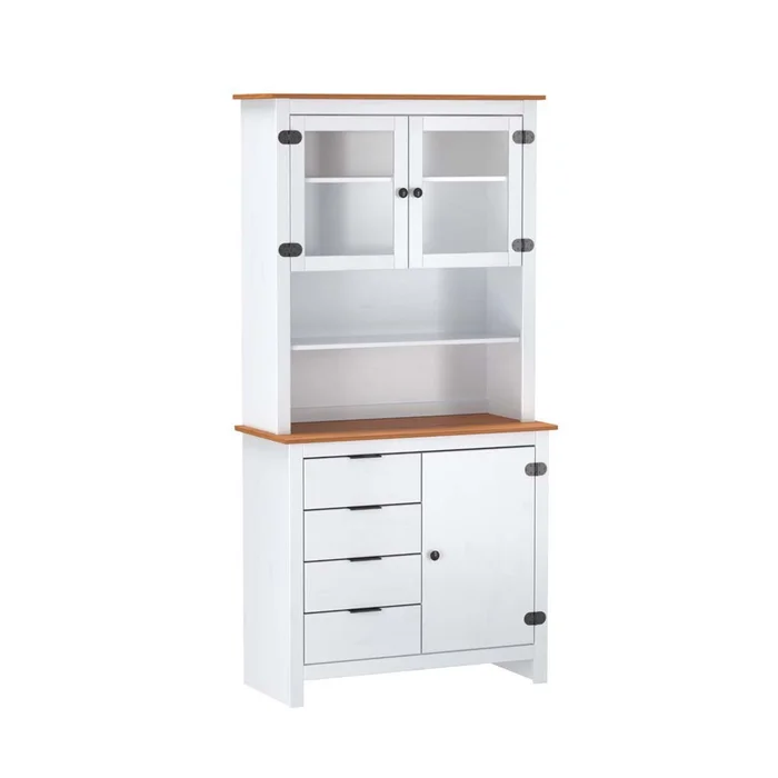 Cristalera Aparador 4 Cajones 3 Puertas 100% Madera en Blanco - Butacas, banquetas y puffs, Uruguay | Soy Hogar