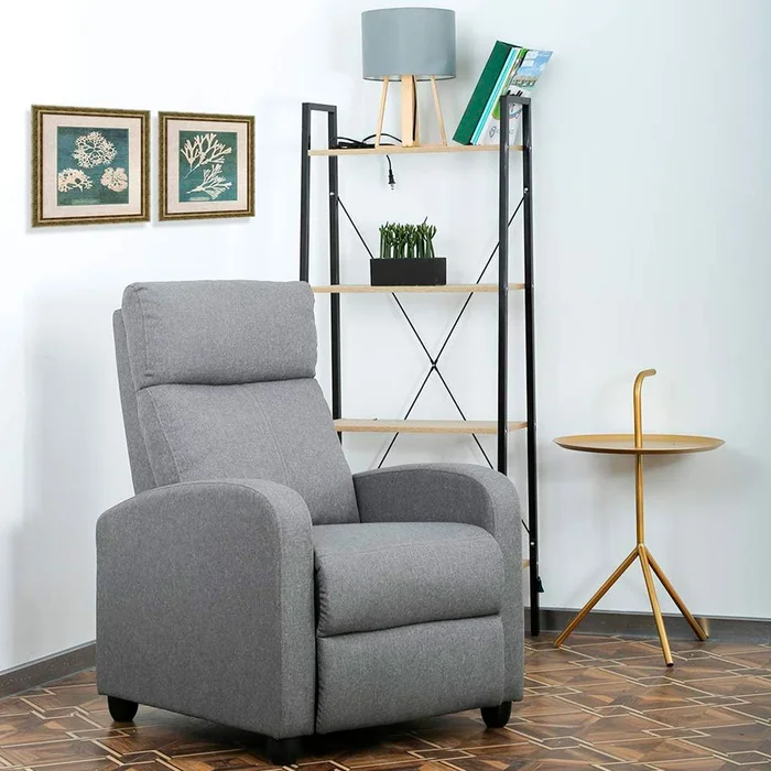 Poltrona Reclinable Tapizado Lino - Fenix en Gris - Sillones y sofás, Uruguay | Delta Center