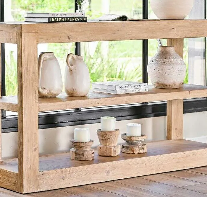 BIBLIOTECA / CONSOLA CON ESTANTE TAURET en Madera natural, Uruguay | La Iberica