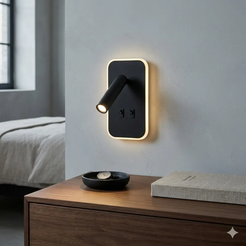 Portátil led de pared con SPOT móvil, DOBLE LUZ - NEGRA en Negro - Lámparas de mesa, Uruguay | Iluminica