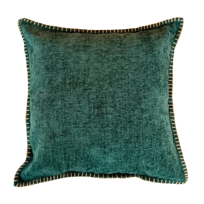 Almohadón Bordado Verde Oscuro en Verde - Textiles, Uruguay | Tutto Deco