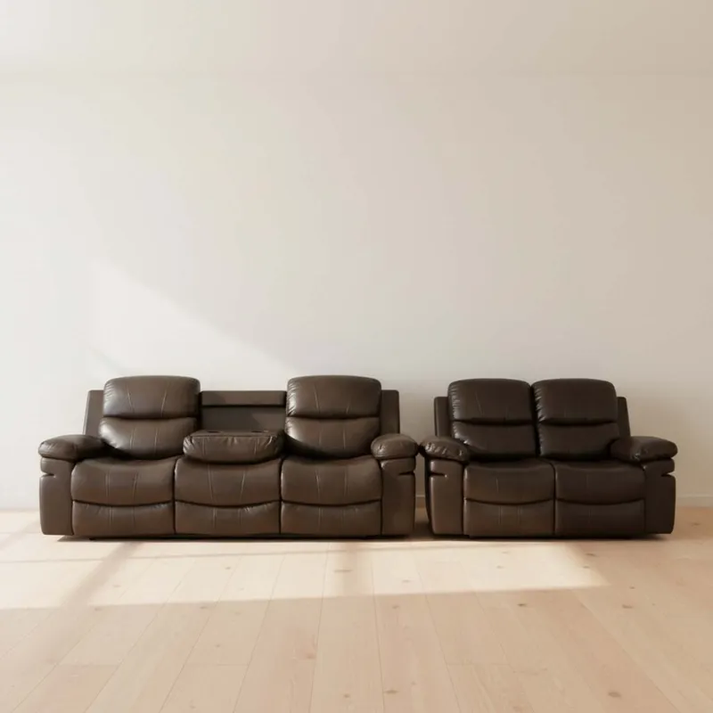 Juego De Sillones Re-cuero Mr2138 3 + 2 Chocolate en Marrón - Sillones y sofás, Uruguay | Divino