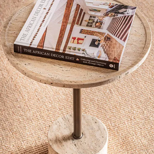 MESA AUXILIAR ANYA - TRAVERTINO - Mesas de living, Uruguay | La Iberica