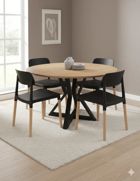 Juego de Comedor Mesa louvre olmo + 4 silla Belloch negra en Negro - Sillas, Uruguay | Berna home, vista 2