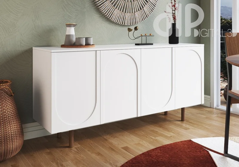 Aparador Buffet Arco 160 cm - Blanco en Madera natural - Aparadores y recibidores, Uruguay | Berna Home, vista 7