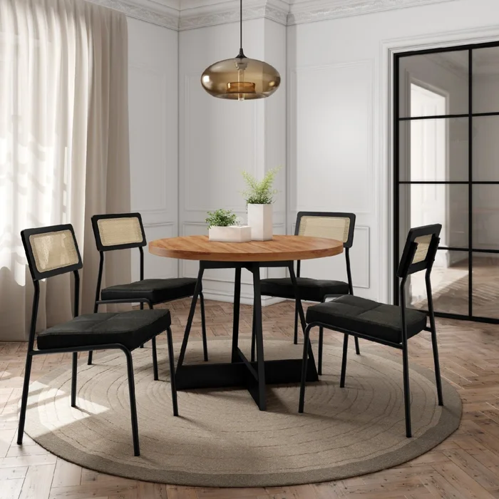Juego de comedor Mesa Redonda - Lux Atria - Negro en Madera natural - Mesas de comedor, Uruguay | Rústico Hogar, vista 2