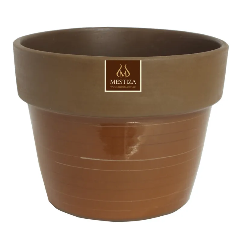 MACETA CERAM GRETA MORENA MAMEY MESTIZA D21/H17CM en Marrón - Macetas, Uruguay | Decohogar