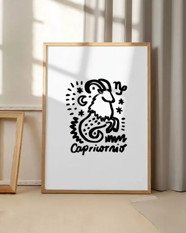 Capricornio - Cuadro Signo del Zodíaco en Marrón - Láminas, Uruguay | Kiosko de Mar, vista 3