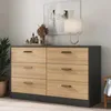 Cómoda 6 Cajones Mdf Negro Venetto Ii en NEGRO/NATURAL - Cómodas, Uruguay | Divino, vista 3 de 3