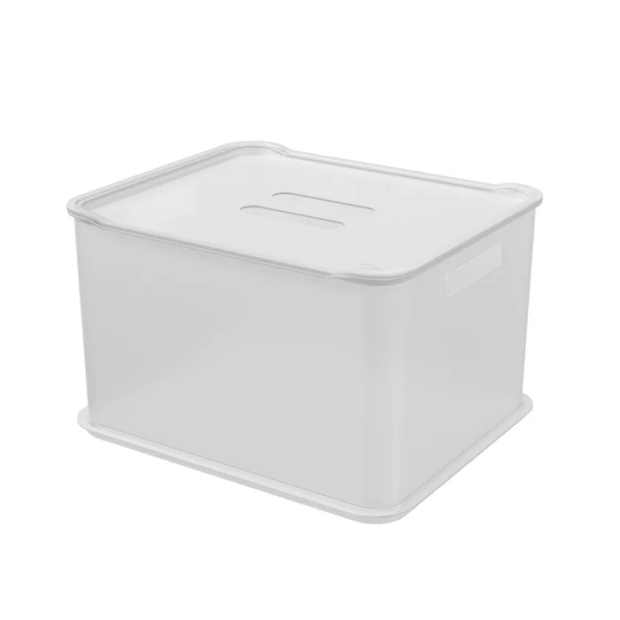 CANASTO C/TAPA PLASTICO RECT 38x32x23CM NATURAL - Canastos, Uruguay | Decohogar