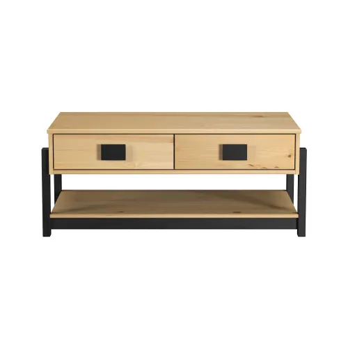 Mesa De Living 2 Cajones Madera Maciza Pino Encerado en Negro - Mesas de comedor, Uruguay | Soy Hogar