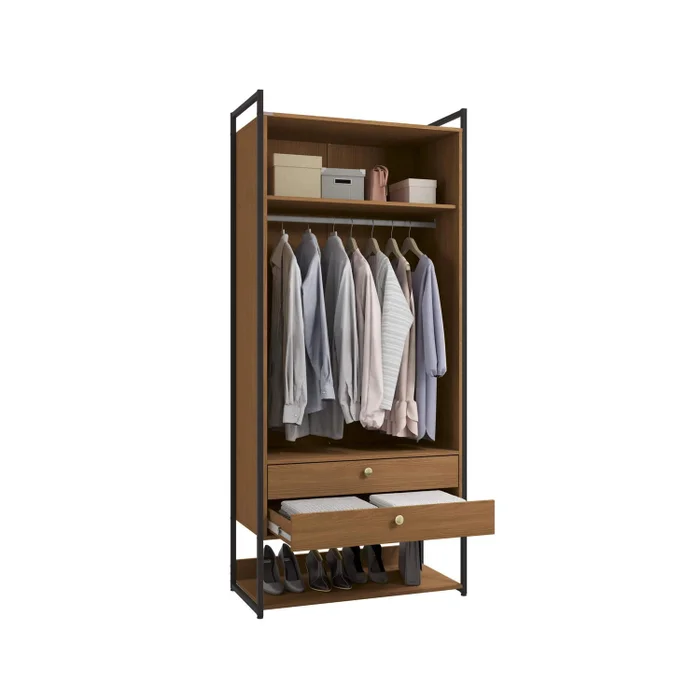 Combo Closet Abierto Modular P48 y P49 - Linea Industrial en Madera natural - Roperos y placares, Uruguay | Balton, vista 5