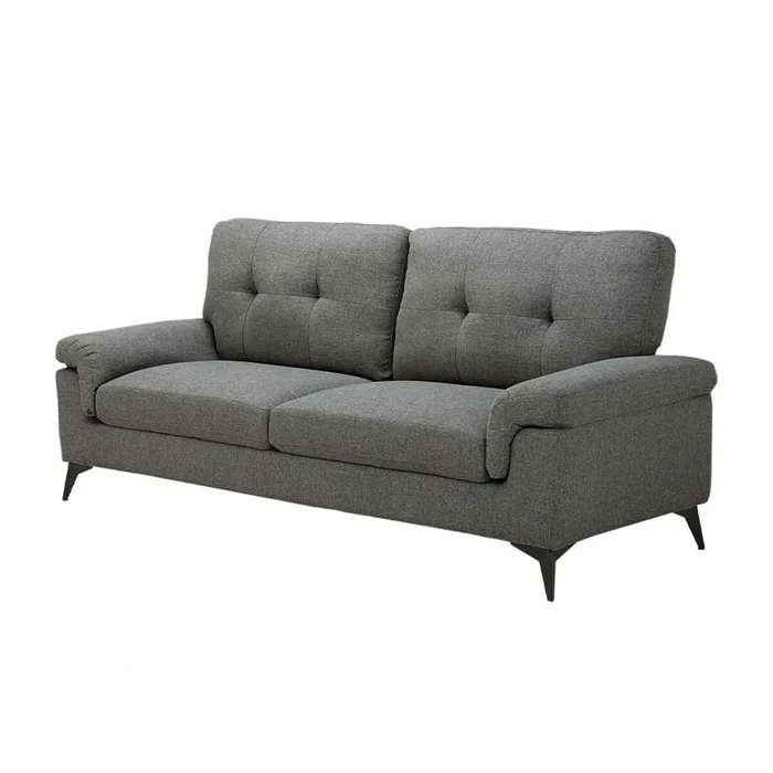Sillón 3 Cuerpos Tela y Madera Natural Living - Lamona - Gris Oscuro en Gris - Sillones y sofás, Uruguay | Rústico Hogar, vista 2
