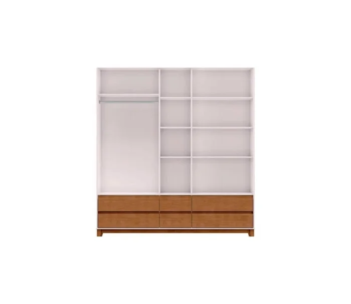 Ropero Prata 5 Puertas 6 Cajones Con Espejo Freijo 2814 Mdf en Marrón - Roperos y placares, Uruguay | Albanés, vista 2