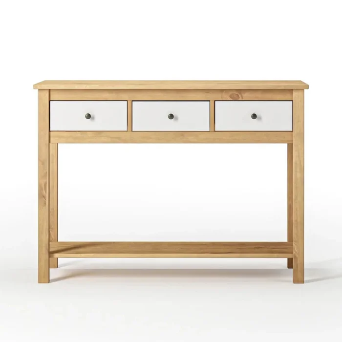 Mesa De Arrime Aparador 3 Cajónes - Línea Maden - Blanco en Blanco - Mesas de arrimo, Uruguay | Ecowood, vista 4