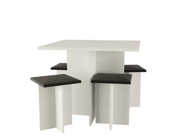 Conjunto de mesa y 4 banquetas Nogal/Negro en Negro - Mesas de comedor, Uruguay | Que Sal Muebleria