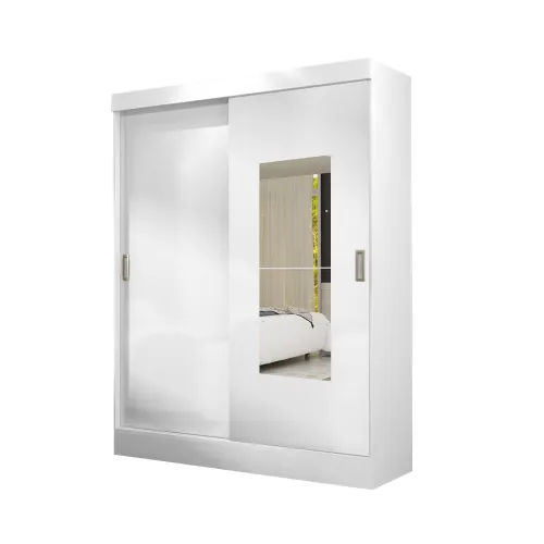 Ropero 2 Puertas Corredizas Mdp 2 Cajones 6 Estantes Blanco - Roperos y placares, Uruguay | Soy Hogar
