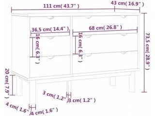 Comoda 6C Mel/Gris Linea Nordica en Madera Maciza en Mel/Blanco - Cómodas, Uruguay | Quesal, vista 10