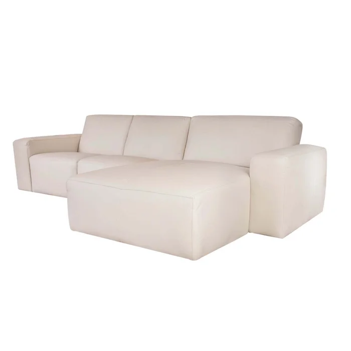 Sofa Con Chaise Más De 4 Cuerpos Cuero-y-madera Natural-beige Loft Arena en Beige - Sillones y sofás, Uruguay | Divino, vista 4