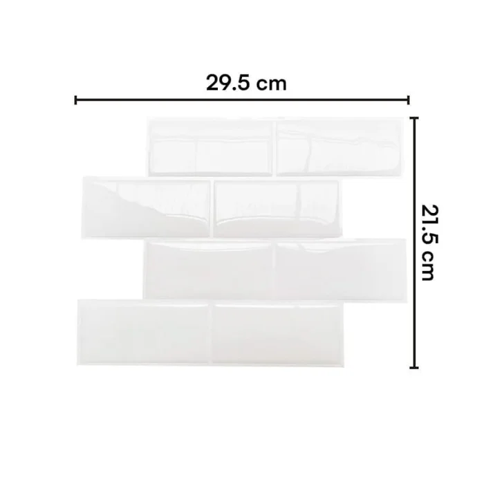 Azulejos adhesivos para cocina baño diseño ladrillo 10uds - Blanco en Blanco - Decoración, Uruguay | Buho Store, vista 3