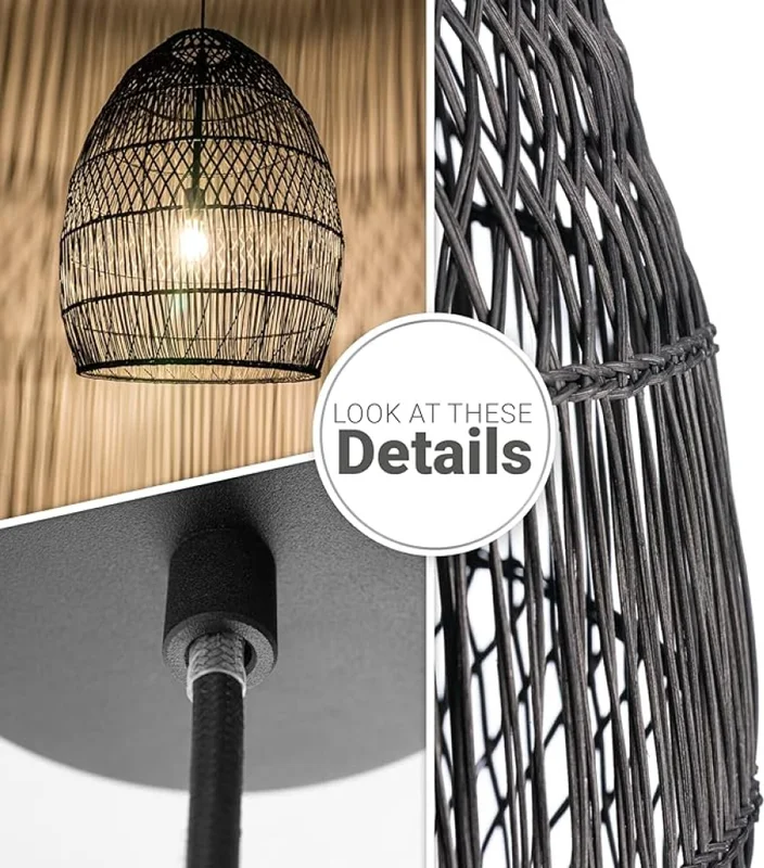 Colgante rattan grande 68cm - NEGRA en Negro - Lámparas colgantes, Uruguay | Iluminica, vista 4