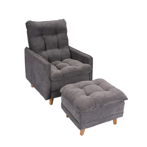 Poltrona reclinable Con Puff - Luxor - Gris en Gris - Sillones y sofás, Uruguay | Ecowood