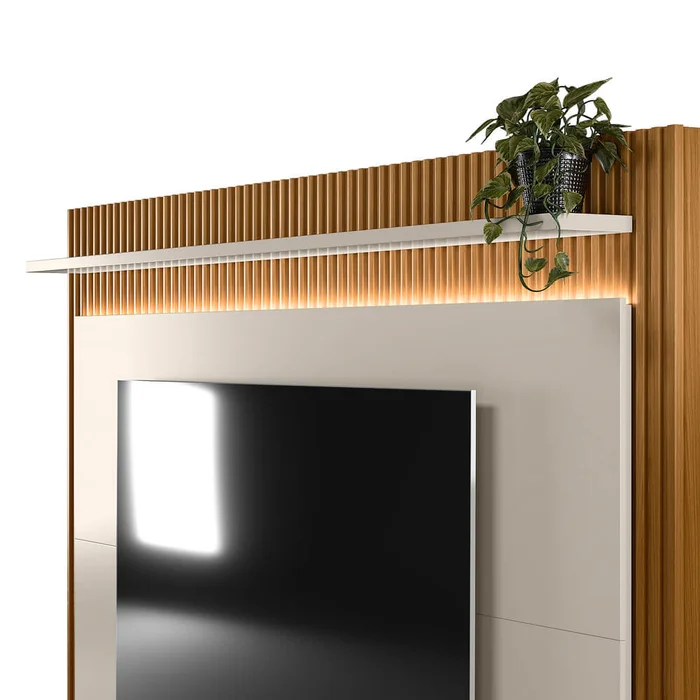 Rack con Panel Guararapes 215cm con kit Led MDF/MDP en Blanco - Muebles para TV, Uruguay | Balton, vista 6