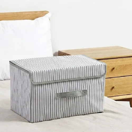 Caja de almacenamiento de tela con tapa en Gris - Canastos, Uruguay | Buho Store