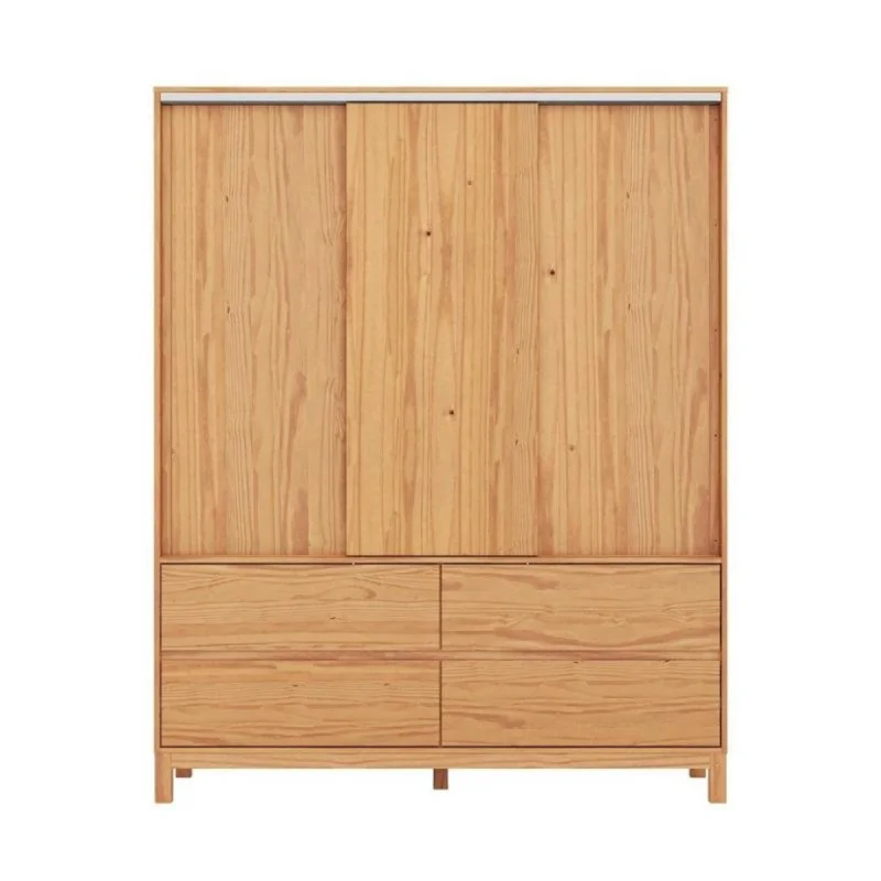 Ropero 3 Puertas Corredizas - Madera Maciza - Square en Madera natural - Roperos y placares, Uruguay | Rústico Hogar, vista 3