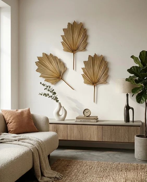 Hoja Modelo Palma en Madera natural - Decoración de pared, Uruguay | Indrana